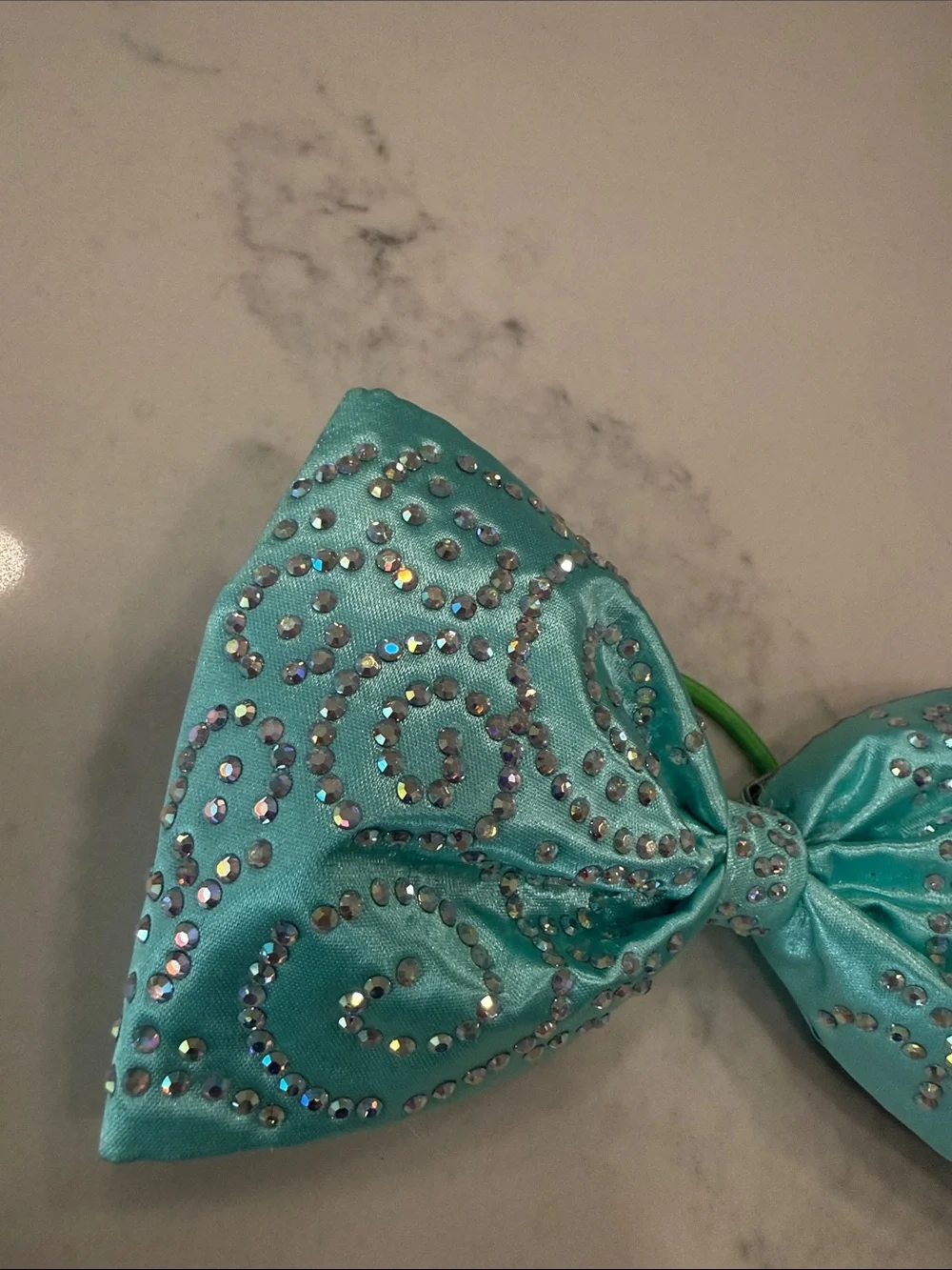 Turquoise Crystal Cheer Bow